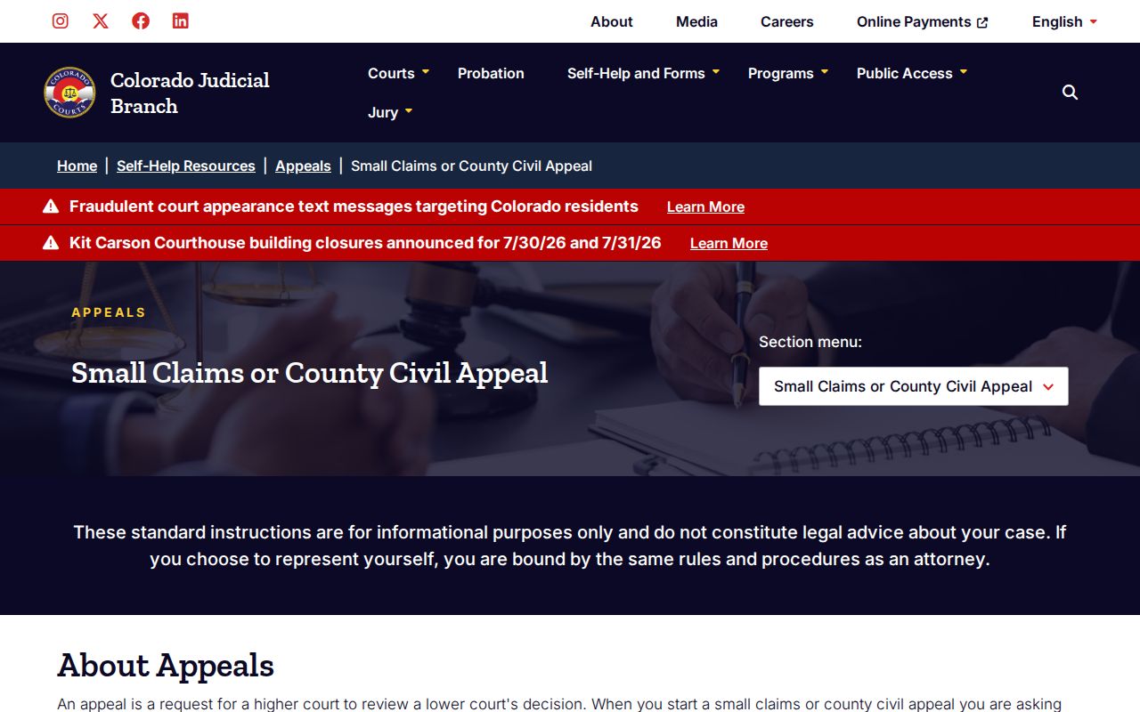 Jackson County court dockets small claims and County Court civil appeals