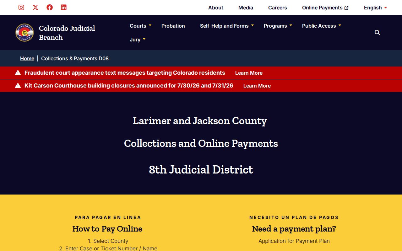 Jackson County court records 8th Judicial District collections payments