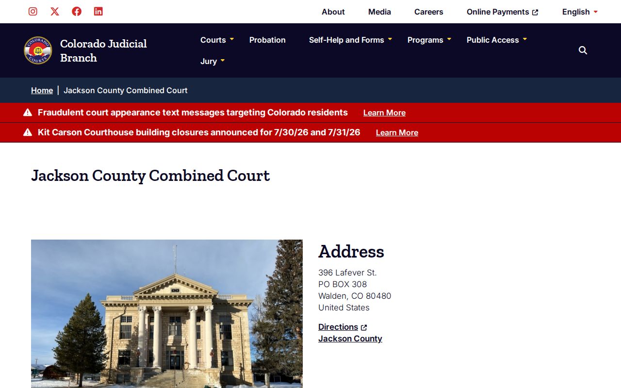 Jackson County court records Combined Court location page