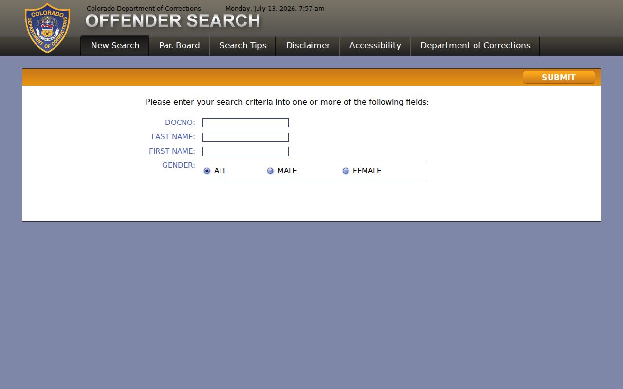 Jackson County inmate search Colorado DOC offender lookup