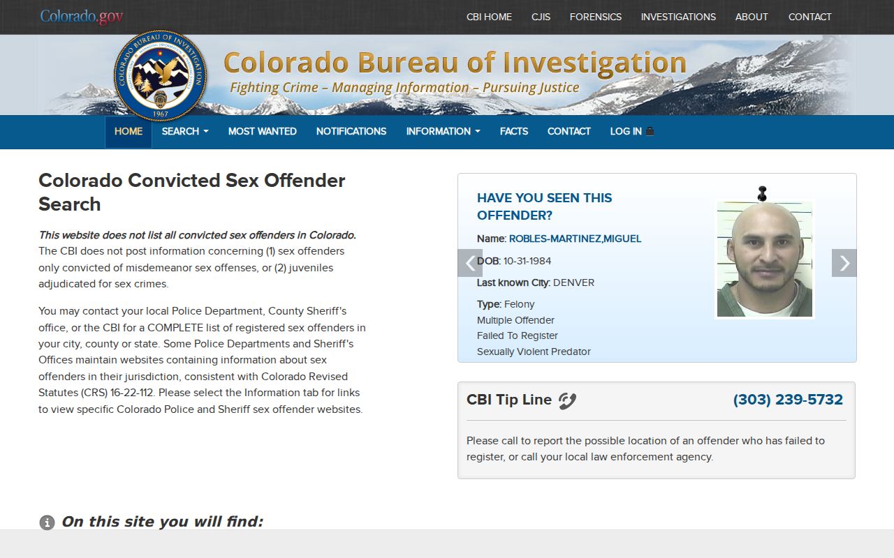 Jackson County inmate records Colorado sex offender registry search