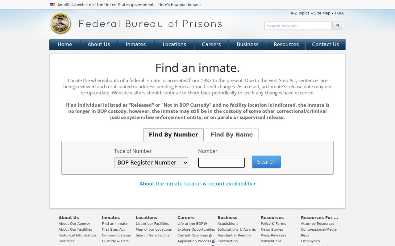 Jackson County inmate records Federal Bureau of Prisons inmate locator