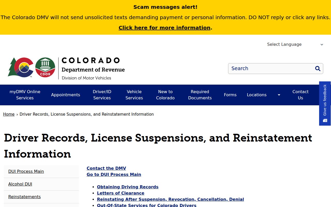 Jackson County traffic court records Colorado DMV driver records page
